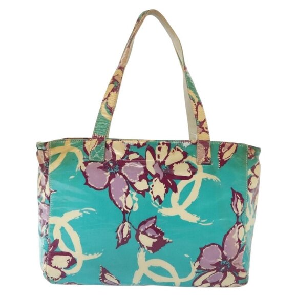 CHANEL Tote Bag Canvas PVC Green Silver CC Auth 140713 - Picture 3 of 16